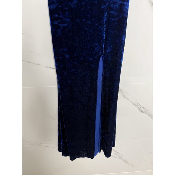 Vtg Morgan & co Prom Dress Maxi Gown Velvet 90s Y2K Glam Goth Halter Open Back - Picture 2 of 12